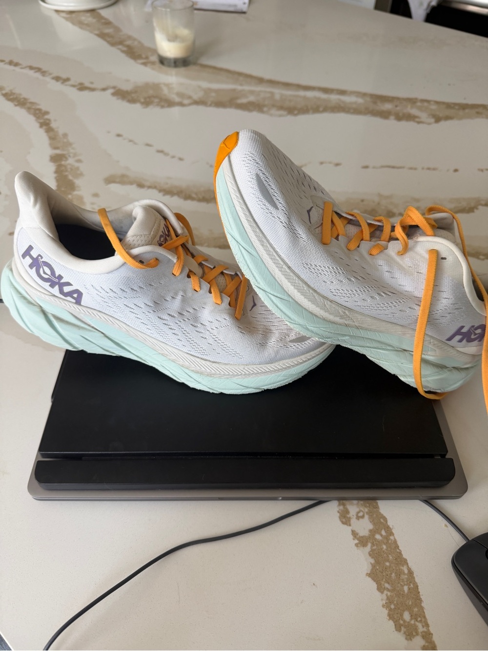 Hoka One One Clifton 8 Blanc Running Shoes Women's Size 10B sneakers - Picture 5 of 15